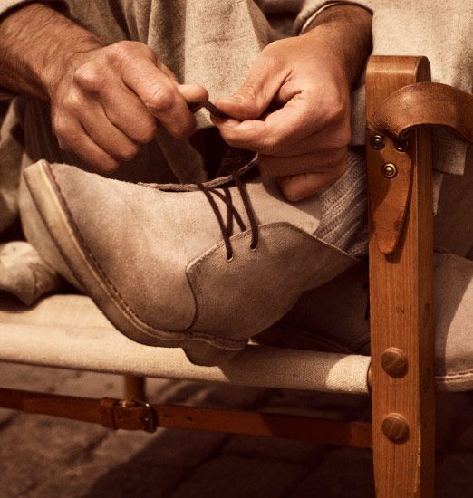 Close view of a desert boot