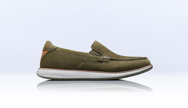 Un Pilot step Olive nubuck mens moccasin